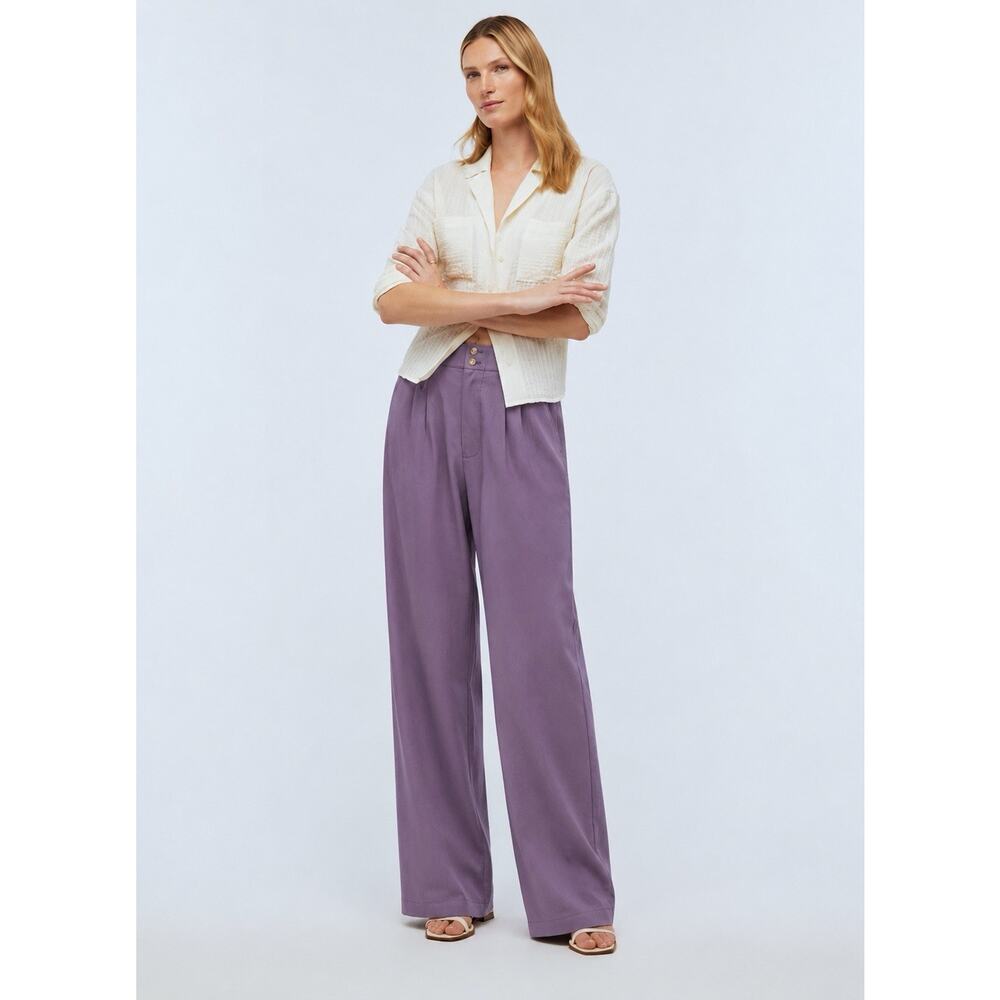 Madewell Tall Harlow Wide Leg Pants Purple Lyocell Linen Blend Career Office 00T